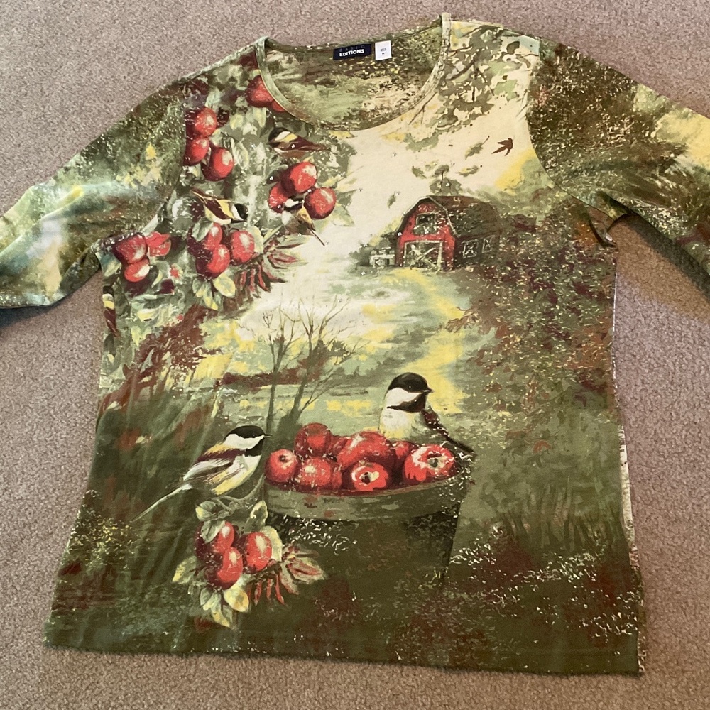 size XL, bust is up to 44" inches, new condition, beautiful apple 🍎 farm shirt - Picture 7 of 7